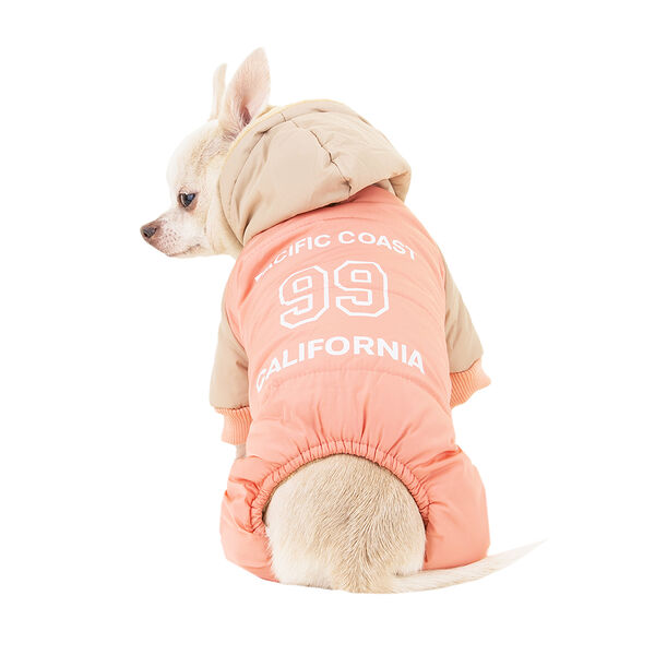 Комбинезон с капюшоном для собак S розовый (девочка)