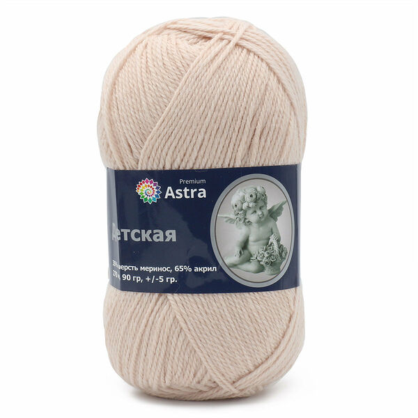 Пряжа Astra Premium 'Детская' 90гр. 270м (35% шерсть меринос, 65% акрил)(188 топленое молоко),шт