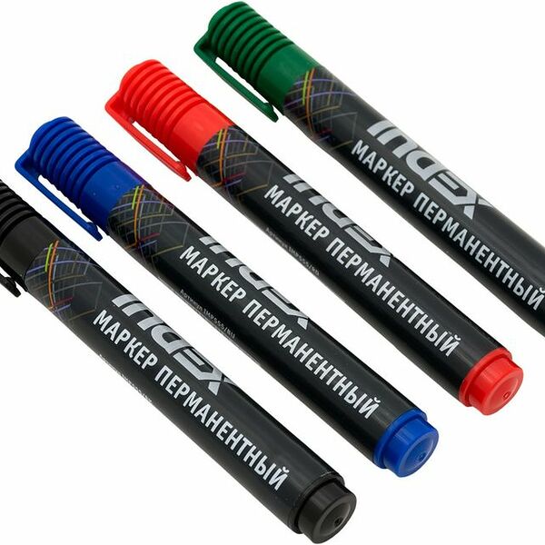 Маркеры INDEX перманентные 4 цвета