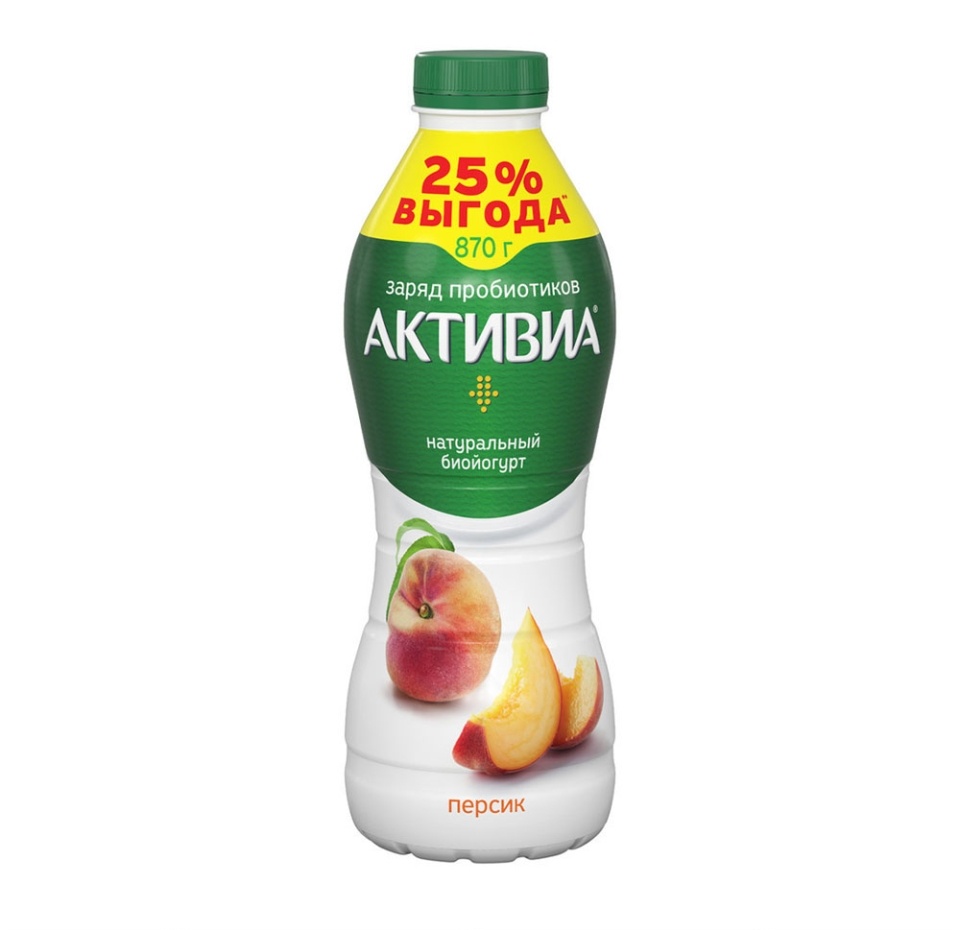 

Биойогурт питьевой Активиа Персик 2.1% 870 г