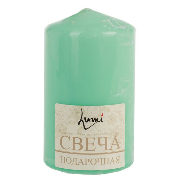 Свеча-столбик, 7х12 см, мятный