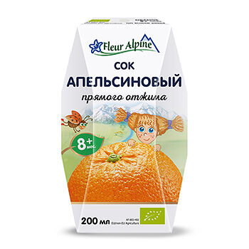 Сок Fleur Alpine апельсиновый прямого отжима с 8 месяцев