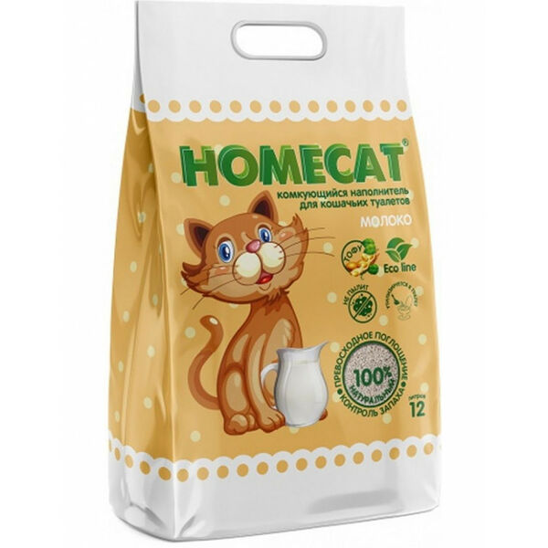 Homecat Комкующийся наполнитель Homecat Eco Line Молоко 6 л