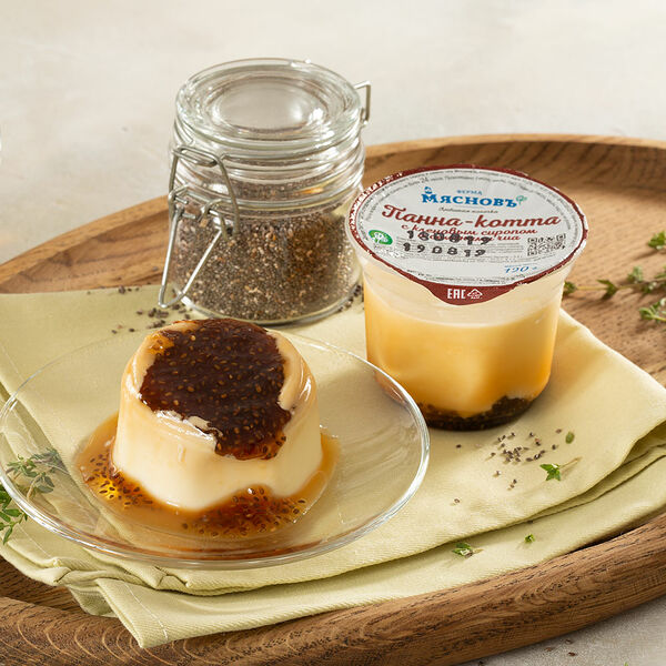 Десерт сливочный Панна-котта с соусом из кленового сиропа и семян чиа 10% МясновЪ Ферма