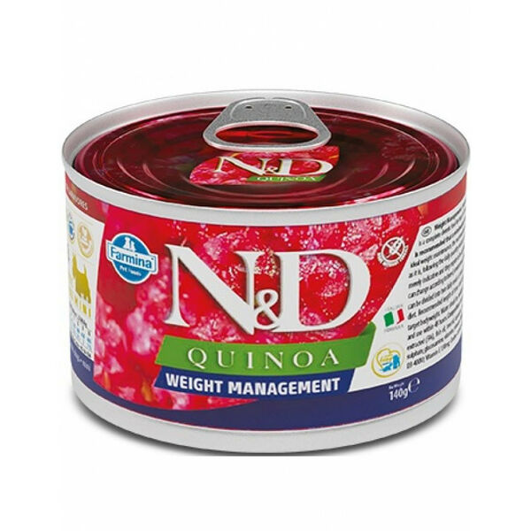 Беззерновой корм для собак мини пород Farmina N&d quinoa Weight Management mini для контроля веса, ягненок, брокколи, киноа 140 г