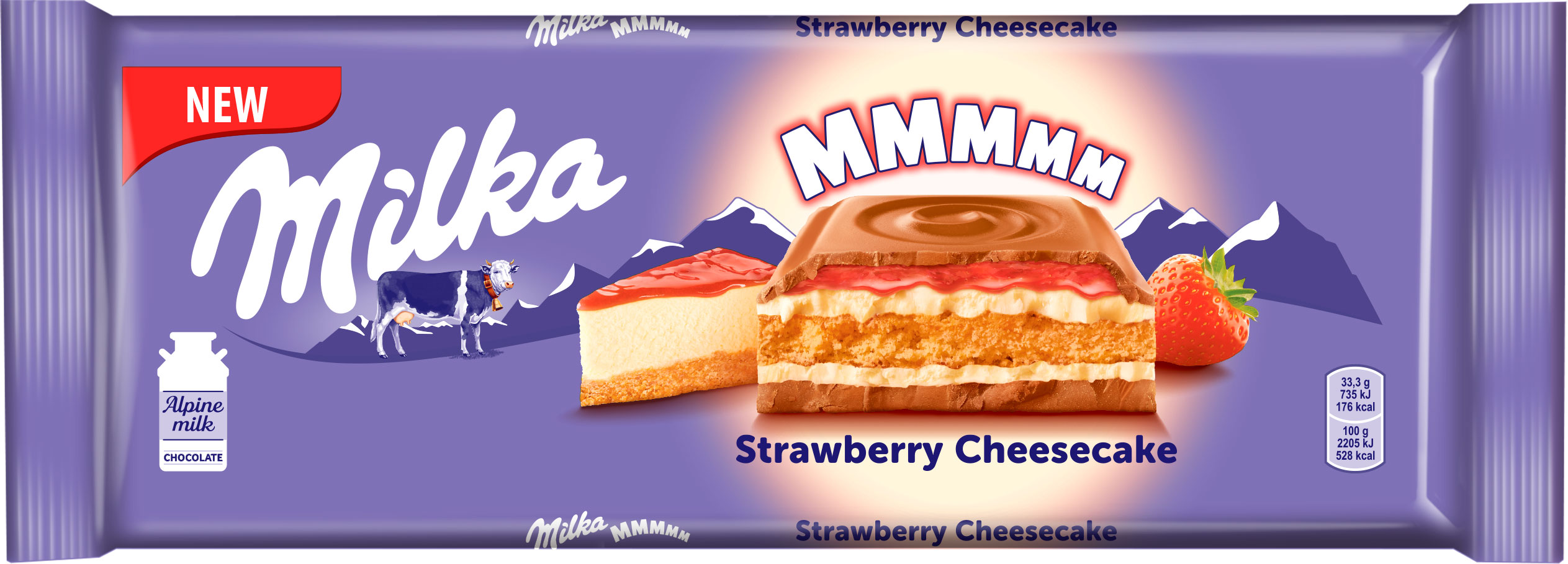 

Шоколад Milka Strawberry Cheescake Молочный с клубникой печеньем со вкусом чизкейка
