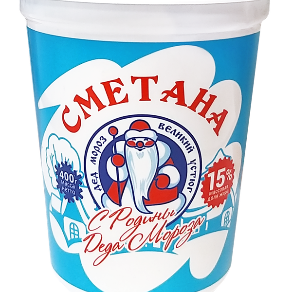 Сметана МЗ УСТЮГМОЛОКО С Родины Деда Мороза 15%, без змж