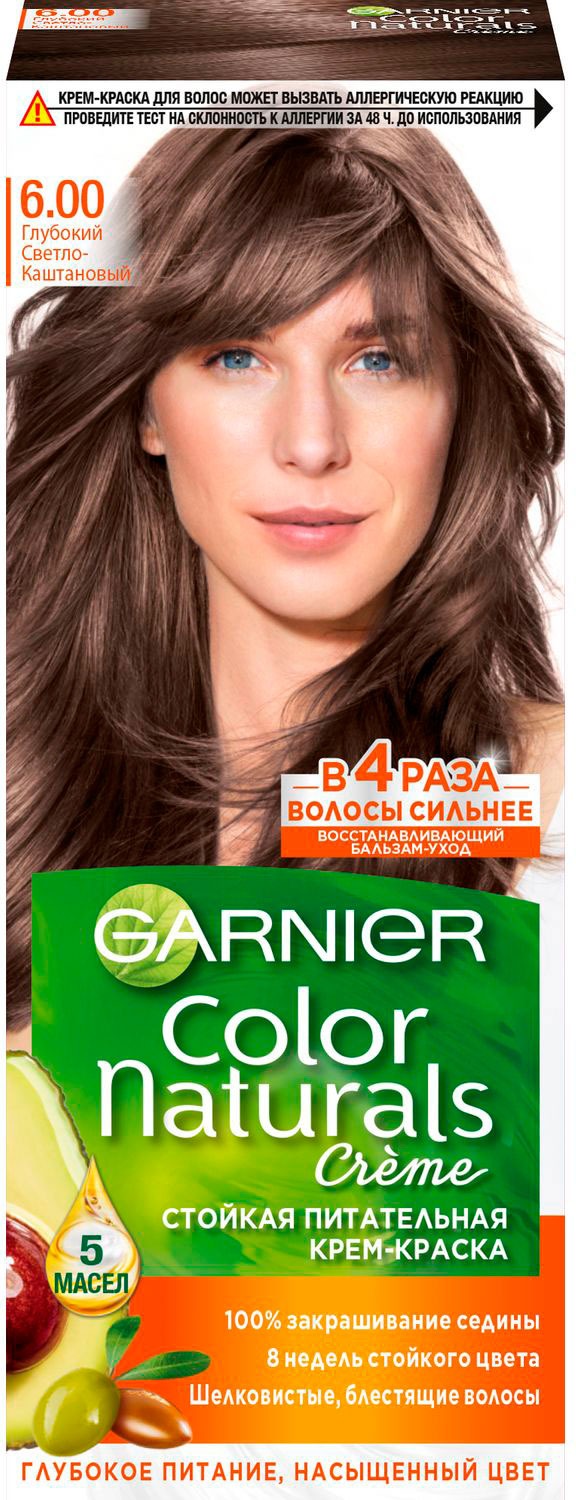 

Garnier Стойкая питательная крем-краска для волос Color Naturals оттенок 6.00 Глубокий светло-каштановый