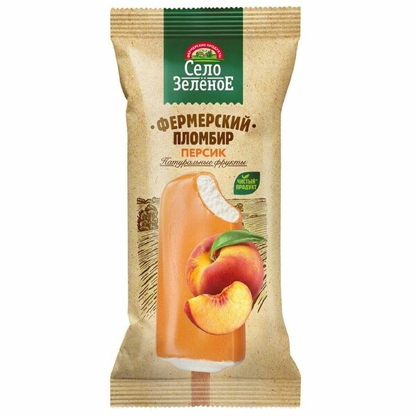 Мороженое Село Зеленое Эскимо пломбир персик во фруктовой глазури
