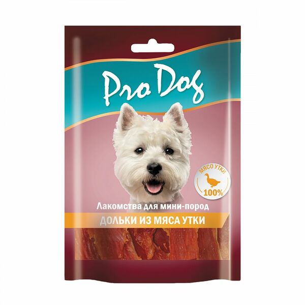 Лакомство для собак PRO DOG Дольки из мяса утки для мини-пород 55г