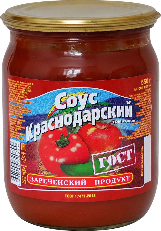 

Соус томатный Зареченский продукт Краснодарский 550 г