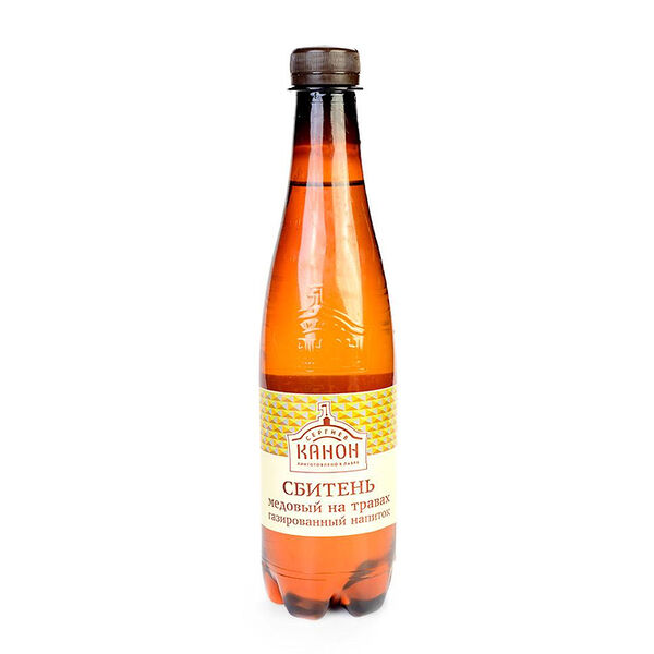 Напиток газированный Сергиев Канон Сбитень медовый на травах, 0.45л пластиковая бутылка Россия