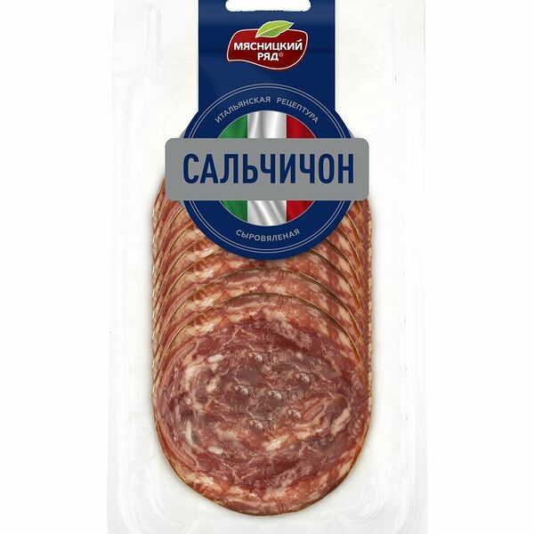 Колбаса сыровяленая сальчичон нарезка ТМ Мясницкий ряд