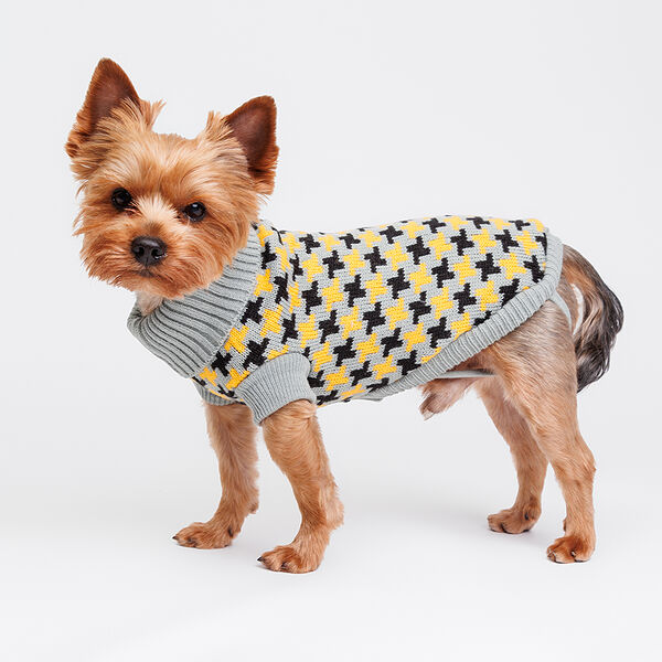 Свитер для собак, 25 см, серо-желтый