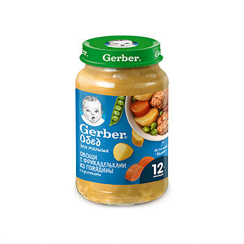 Овощное пюре Gerber Овощи с фрикадельками из говядины, с 12 месяцев