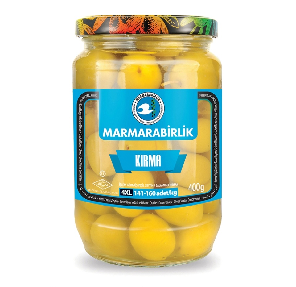 

Оливки зелёные с косточкой ломаные, MARMARABIRLIK, 710 г, Турция