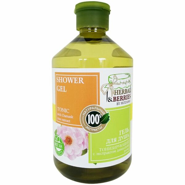 Гель для душа Herbal&Berries Тонизирующий с экстрактом дамасской розы, 500 мл