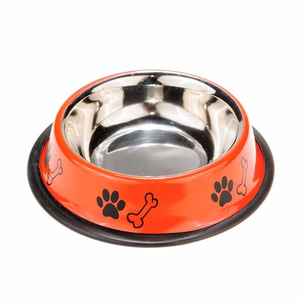 Миска для кошек цветной металл дизайн, резиновое основание 240мл