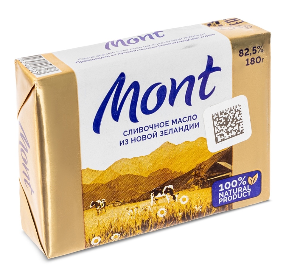 

Масло сливочное Mont "Традиционное" 82,5% 180г, Россия