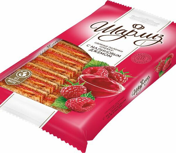 Сдобные палочки Шарлиз Снежка с малиновым джемом 370г