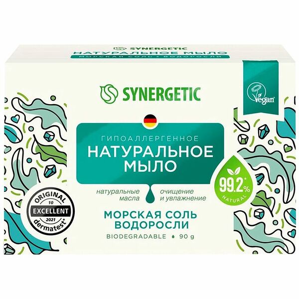 Мыло Synergetic морская соль водоросли туалетное натуральное, 90г