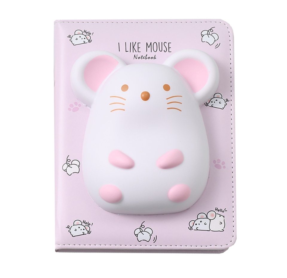 

Блокнот со сквишем «Мышка I Like Mouse», А5, розовый