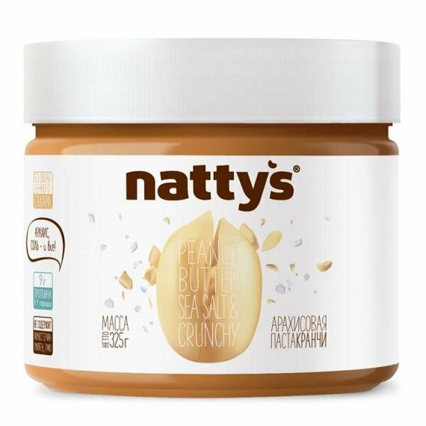 Паста арахисовая Crunchy & Sea Salt (Кранчи & Си Солт) с кусочками арахиса и морской солью ТМ Nattys (Наттис)