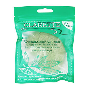 Спонж Clarette конжаковый для лица с экстрактом зеленого чая 1 шт.