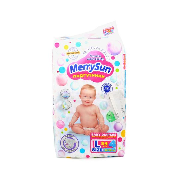 Подгузники детские Merrysun одноразовые размер L 54шт