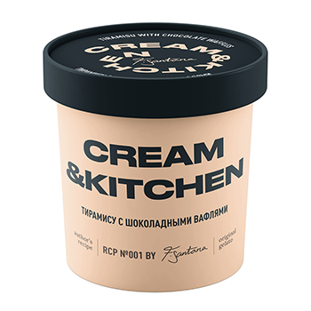 

Мороженое молочное Cream&Kitchen «Тирамису с французскими вафлями» с шоколадно-вафельной крошкой и кофе 75 г Россия