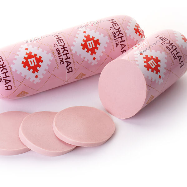 Колбаса Нежная с филе вар из м/пт в/с полиамид/об вес Брестский МК