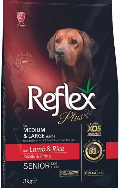 Сухой корм для собак Reflex Plus Medium Large Breed Senior для пожилых средних и крупных пород с ягненком и рисом 3кг