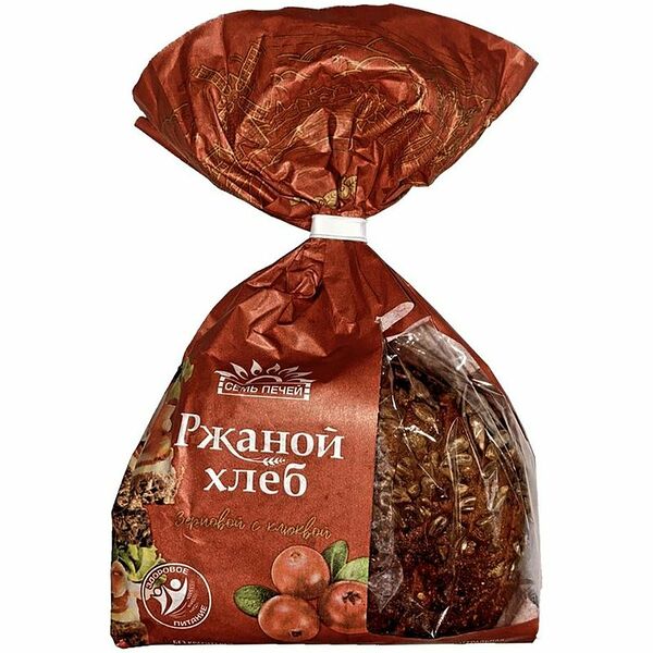 Хлеб Семь Печей Зерновой с клюквой ржаной нарезка, 300г