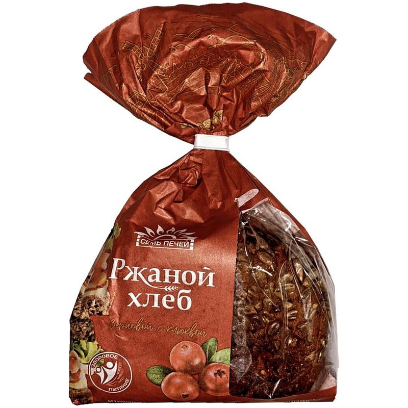 

Хлеб Семь Печей Зерновой с клюквой ржаной нарезка, 300г