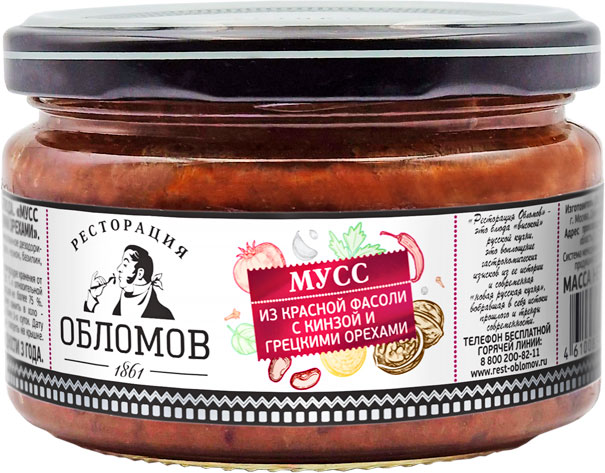 

Мусс Обломов красная фасоль кинза грецкие орехи