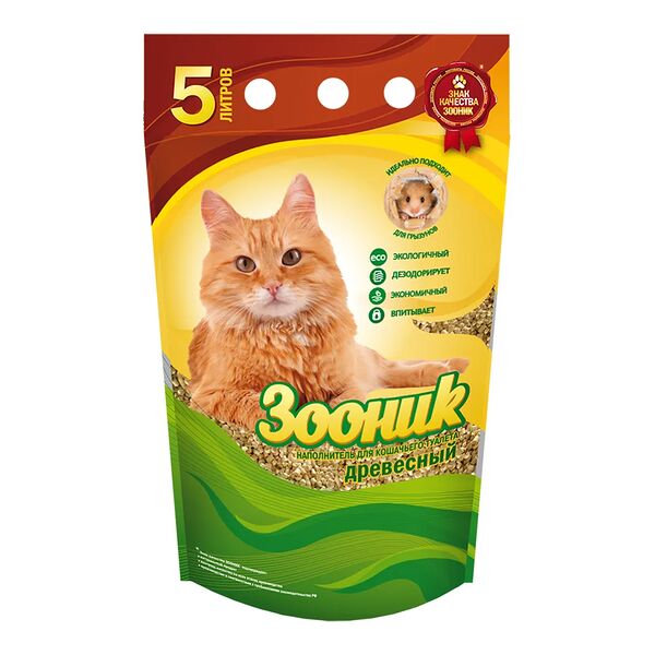 Наполнитель для кошачьего туалета Зооник древесный