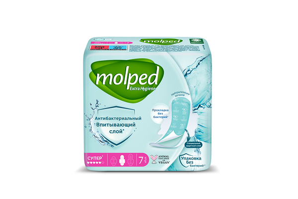 Прокладки гигиенические Molped Ultra с крылышками супер антибактериальные