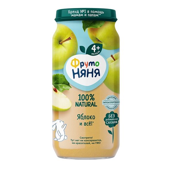 Пюре фруктовое гипоаллергенное ФрутоНяня из яблок с 4 месяцев 250 г