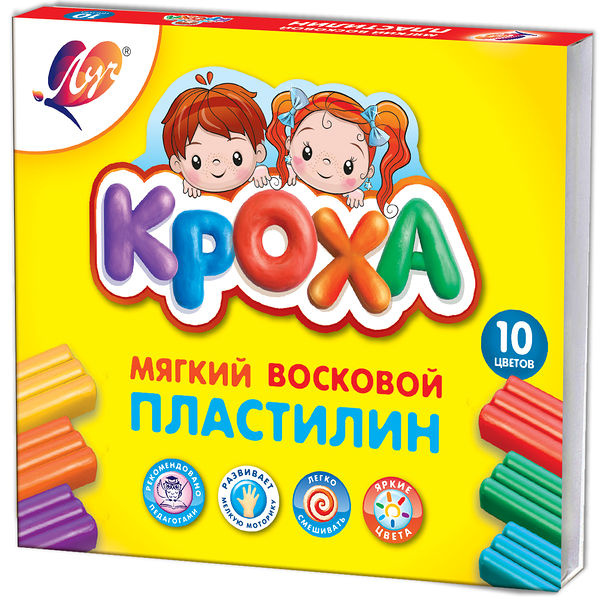 Пластилин мягкий Луч Кроха, 10 цветов