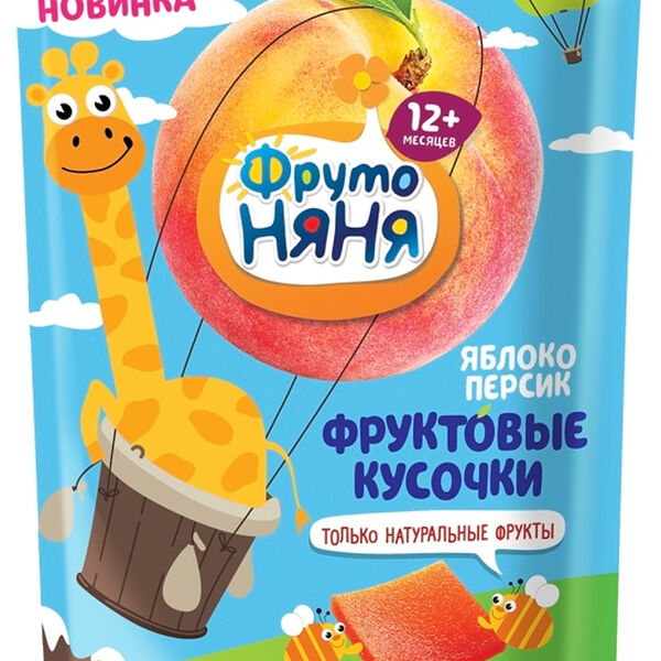 Фруктовые кусочки ФрутоНяня из яблок и персика с 12 месяцев