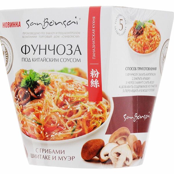 Вермишель San Bonsai с грибами шиитаки и муэр, под китайским соусом