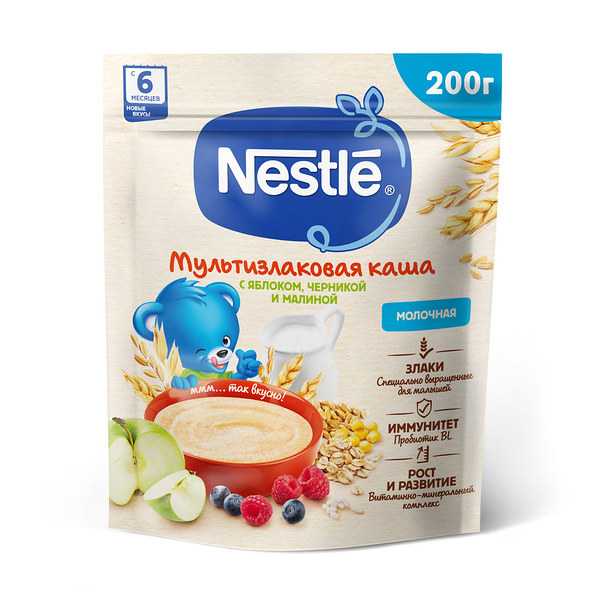 Каша молочная Nestle с ябл,черн и малин с 6 мес 200г ДП Nestle