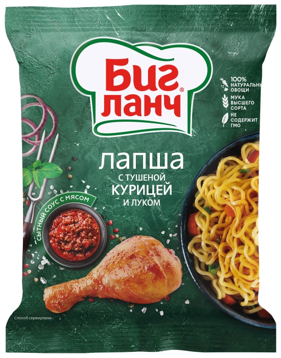 

Лапша Биг Ланч тушеная курица и лук 75 г