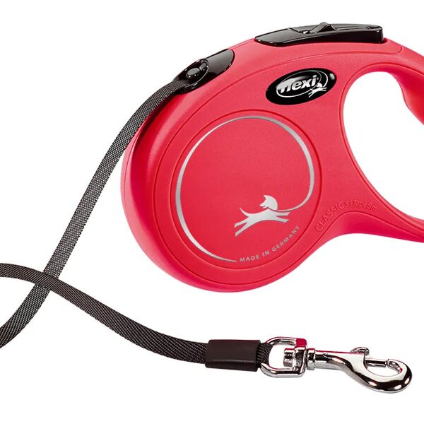 Рулетка-лента для собак FLEXI New Classic, S до 15кг, красная, 5м