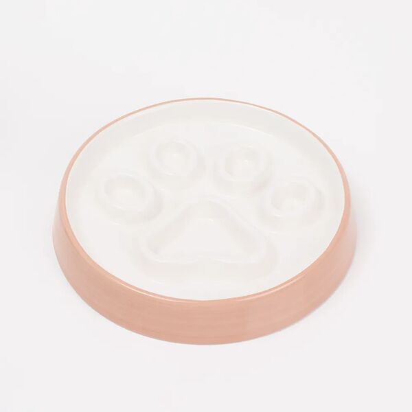 Миска керамическая для медленного поедания для кошек и собак, 19 см, бежевая