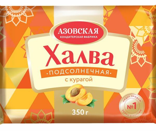 Халва Азовская КФ подсолнечная с курагой, 350г