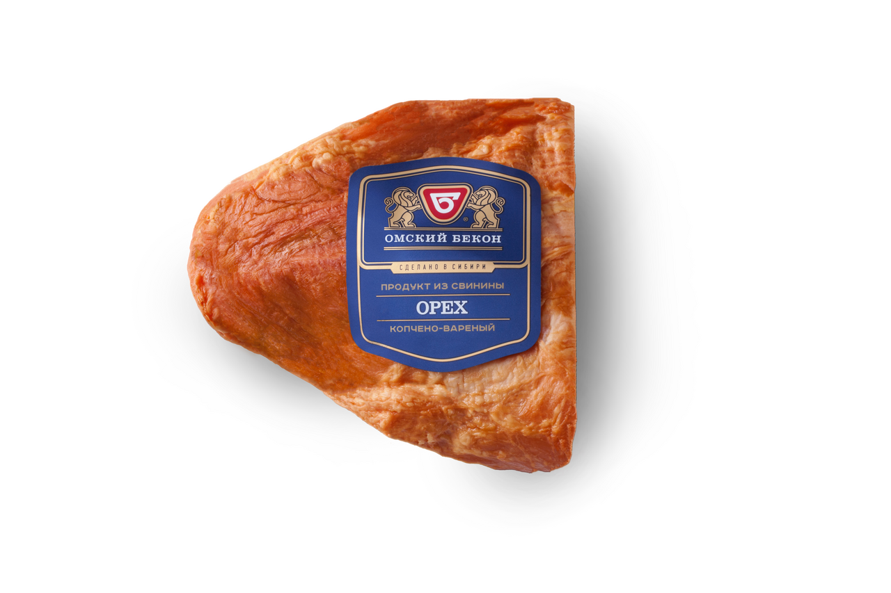 

Продукт из свинины Омский Бекон варено-копченый Орех вес