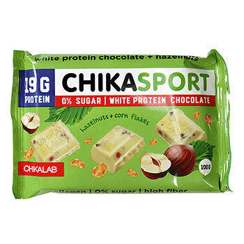 Шоколад протеиновый ChikaSport белый с фундуком 19%