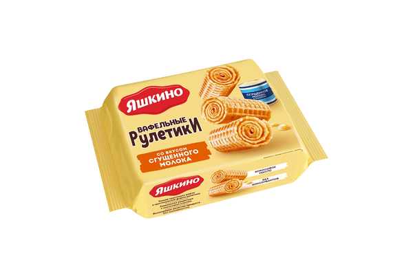 Вафельные рулетики Яшкино со вкусом сгущённого молока