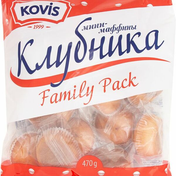 Мини-маффины Kovis с клубничной начинкой, 470г